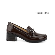 Gönderi(R) Gönderi R Kadın Kahve Rugan Kısa Kalın Topuklu Hakiki Deri Ayakkabı Ddza55945536 Kahve