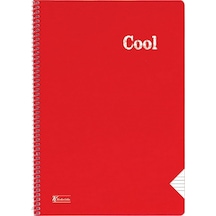 Cool A4 72 Yaprak Plastik Kapak Spiralli Defter 321611 Çizgili Kırmızı