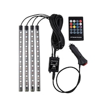 Ayrex Araba Led Şerit Işığı, 4adet 36 Led Dc 12v Çok Renkli Müzik Araba İç Aydınlatması Ses Aktif Fonksiyonlu