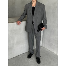 Erkek Oversize Rahat Kalıp Kruvaze Takım Elbise 001