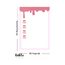 Pembe Puding Temalı A5 Not Defteri 45 Yaprak Şirin Tatlı Serisi Çok Renkli