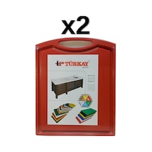 2'li Türkay 32.5x26.5x2 Cm Saplı-oluklu Polietilen Kesme Tahtası Kesim Levhası Kırmızı 1244