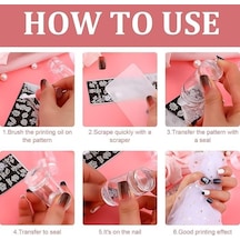 Şeffaf Silikon Nail Art Stamper Seti, Jelly Nail Stamp, Scraper Kit, Kolay Konumlandırma İçin Şeffaf Tasarım, Tırnak Baskı Aleti, Nail Art Manikür Aracı, Jel Ve Oje İle Uyumlu