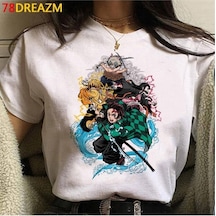 Noıssey Kırmızı Etiket Gala Yeni Demon Slayer T-shirt Model63 16824 Beyaz