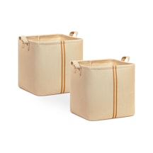 2'li Çocuk Odası Jüt Keten Kumaş Sepet Set 30 X 30 X 30 Cm Çok Renkli