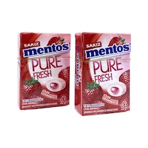 Mentos Pure Fresh Çilek Aromalı Şekersiz Tatlandırıcılı Draje Sakız 22 G 2 Adet