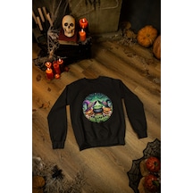 Magors Stıl-x Happy Halloween - Cadılar Bayramı Baskılı Unısex Çocuk Sweatshırt Siyah-2