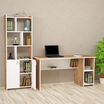 Kalenderdekor1 Kalender Dekor Avel Mayra 145 Cm Çalışma Masası Takımı Avlm02 Beyaz  -  Meşe