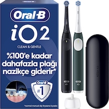 Oral-b İo2 Şarjlı/elektrikli Diş Fırçası, 2'li Set, Siyah & Orman Yeşili, 2 Fırça Başlığı, Seyahat Kabı