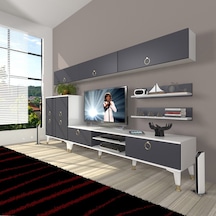 Decoraktiv Eko 8 Mdf Dvd Gold Tv Ünitesi Tv Sehpası Beyaz - Antrasit