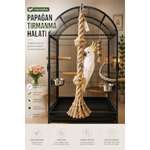 Büyük Irk Papağan Tırmanma Halatı 110 Cm Çap 33 Mm %100 Doğal Kafes Oyuncağı Stres İpi Jüt Halat Macaw Kakadu Jako Amazon Eklektus