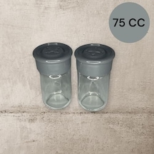 2 Adet Cam Tuzluk Plastik Kapaklı Kutuludur 75 Cc Açık Gri