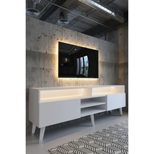 Resital Ledli Tv Sehpası - Led Işıklı - Beyaz - W9030-1