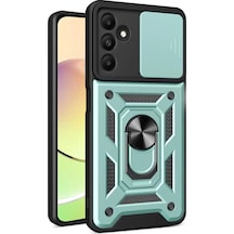 Newface Samsung Galaxy M15 Kılıf Pars Lens Yüzüklü Silikon - Yeşil