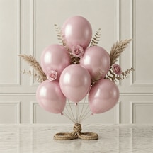 Bebek Pembe Renk Lateks Metalik Balon 30 Cm - 6 Adet Açık Pembe