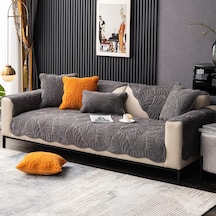 Kadife Kanepe Kapağı, 28x70 İnç, Evcil Hayvanlar İçin Uygun Kadife Kahve