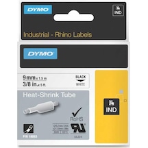 Dymo Rhino Pro Isıyla Küçülen Şerit 9Mm X 1.5M Beyaz/Siyah 18053