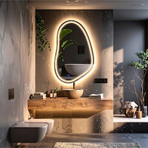 Vornel Günışığı Lazer Kumlamalı Lavabo & Banyo Aynası Dokunmatik Sensörlü 110 X 70 Cm