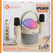 Aggıy Partypod Karaoke Set 2 Kablosuz Mikrofon Bluetooth + Rgb