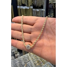 Burgu Taşlı Kolye 45 Cm Altın