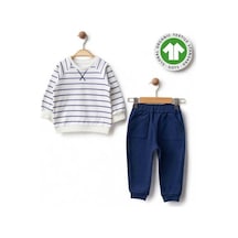 Erkek Bebek Çizgili Organik Eşofman Takım-15484 renkli Erkek Bebek Çizgili Organik Eşofman Takım-15484 renkli
