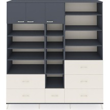 Hyperion Dolap 17 Raflı 6 Çekmeceli 3 Kapaklı 220x44x243 Antrasit-antrasit/aytaşı Antrasıt/aytası