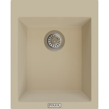Polex Cristalüx Granit Evye P-05 Bej Tezgah Altı Ve Tezgah Üstü Kare Mutfak Evyesi 41x51 CM