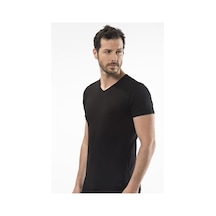Cacharel 1402 V Yaka Erkek T-shirt - Siyah Siyah