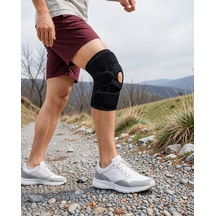 Dizlik Silikon Patella Destekli Ayarlanabilir Cırtlı Ligament Model Siyah