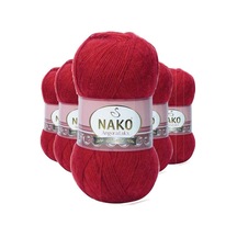 5 Adet Angora Lüks El Örgü İpi Koyu Kırmızı 1175