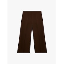 Koton Normal Bel Bilek Boy Culotte Fit Geniş Paça Kumaş Pantolon Kahverengi 6wak40059pw Kahve