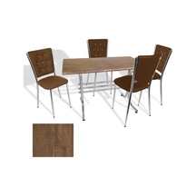 Japon - Kapitoneli Masa Takımı - 70x120 Werzalit, Wermodin Ve Allzalit Tabla - Rustic Dark - Kahve Çok Renkli