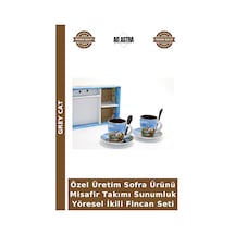 Özel Üretim Sofra Ürünü Misafir Takımı Sunumluk Yöresel İkili Fincan Seti Çok Renkli