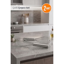 2'li Çelik Lüx Çırpıcı Set 25 Cm Krom