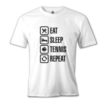 Tenis - Eat Sleep Tennis Beyaz Erkek Tshirt