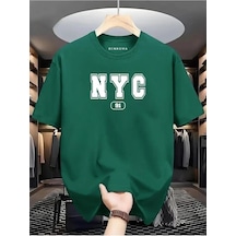 Nyc Baskılı Oversize Tişört Yeşil