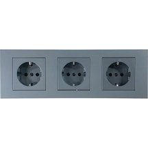 Ovivo Grano Füme Üçlü Set Topraklı Priz + Topraklı Priz + Topraklı Priz