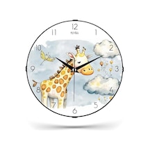 Çocuk Odası Saati Dekoratif Sessiz Zürafa Desenli 26cm Pds-26 Myk9920-3 Zürafa Diğer