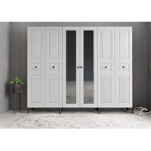 Meridyen Membran 6 Kapaklı Portmanto Montaj Dahil Füme Beyaz 240