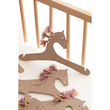 Bebek Elbise Askısı 6'lı Bebek Çocuk Kıyafet Askısı Nature Mdf Ahşap At