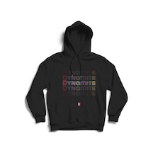 Bts Dynamite Baskılı Kapüşonlu Sweatshirt Siyah