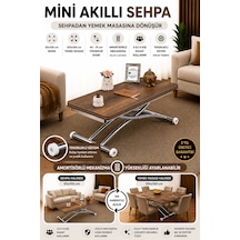 Akıllı Sehpa Mini Juppo Çalışma Masası Yemek Masası Yer Sofrası Çok Amaçlı Krom Kaplama Barok Ceviz