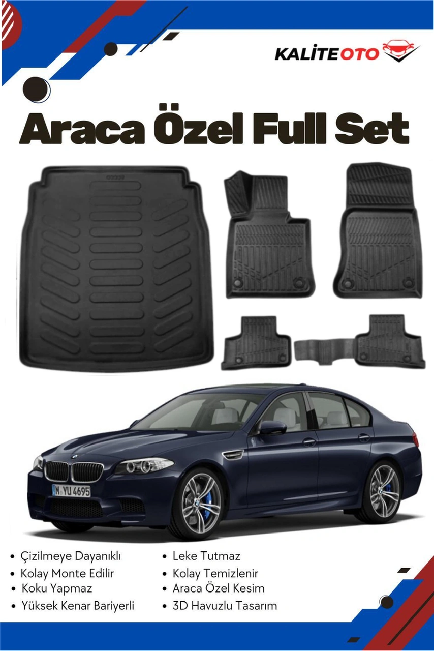Bmw 5 Serisi F10 2013 Model Yumuşak Paspas+bagaj Havuzu Seti