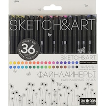 36-0020 Sketch&art Siyah Seri 0,36 Mm İnce Uç Kalem. 36 Renk Antrasit