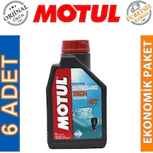 Motul Marine Outboard Tech 4t 10w-40 1 Lt Tekne Motor Yağı 6 Adet