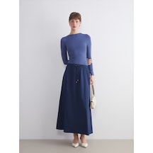 Lcwaıkıkı Classic Lacivert Beli Lastikli Poplin A Kesim Etek