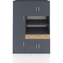 Kronos Dolap 10 Raflı Tek Çekmeceli 6 Kapaklı 132x59x195 Antrasit-antrasit/çam Antrasıt/atlas Çam