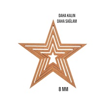 4'lü Yildiz Ham Mdf, 8mm Kalınlık, 30 Cm Kasnak, Boyanabilir Vidasız Kasnak, Makrome Halkası