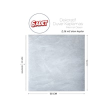 60x60 Cm Kendinden Yapışkanlı Duvar,banyo,tezgah Arası Açık Gri Mermer-6 Adet 902-60-6