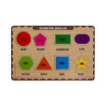 Maketçiniz Ahşap Tutmalı Eğitici Yapboz Geometrik Şekiller